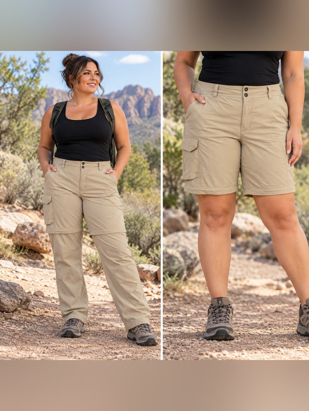 Columbia Omni-Shade Convertible Hiking Pants Shorts Khaki Size 16W